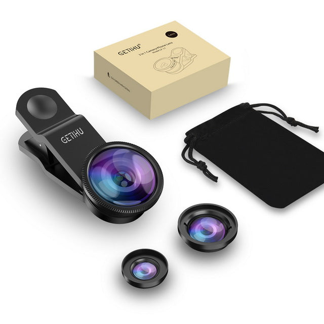 Universal 3 in 1 Wide Angle Macro Fisheye Camera Lens - Trendences