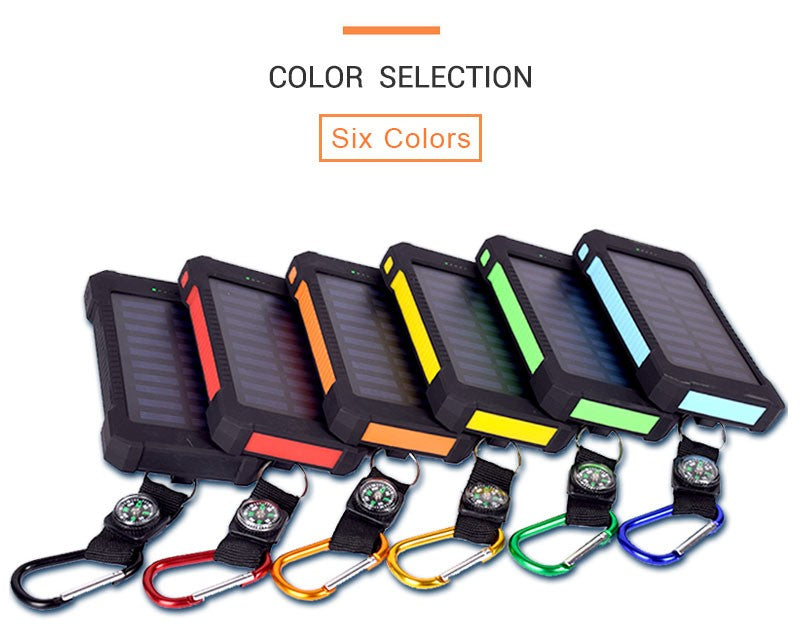 Solar Waterproof 20000 mAh Portable Power Bank with LED - Trendences
