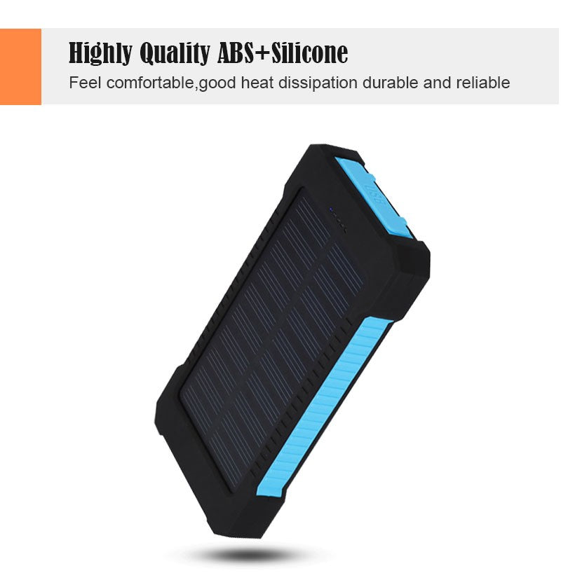 Solar Waterproof 20000 mAh Portable Power Bank with LED - Trendences