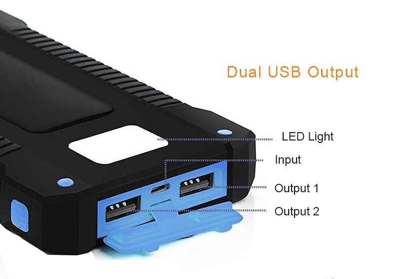 Solar Waterproof 20000 mAh Portable Power Bank with LED - Trendences